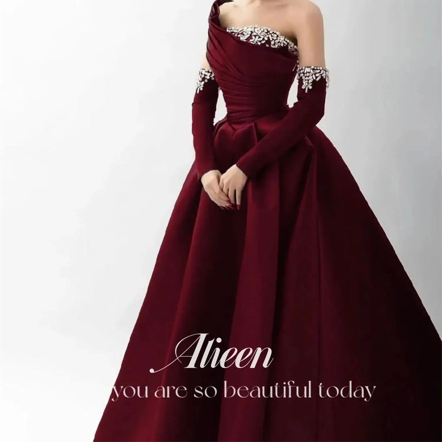 Aileen Claret Customized Stone Gala Dress Women Elegant Party Dresses Ball Gowns Robe De Soiree Femmes Evening Woman Prom Long