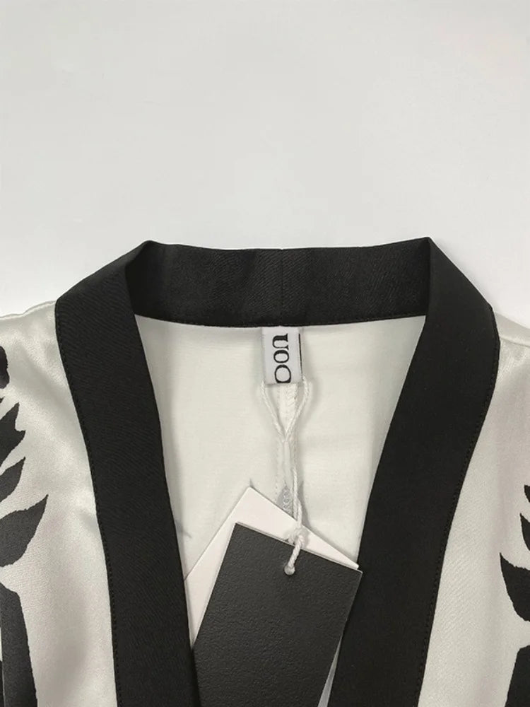 Office Ladies Office A-line Dress 2026 New Summer Half Sleeves Flower Print Printed Tied Waist V-Neck Women's Midi Dresses