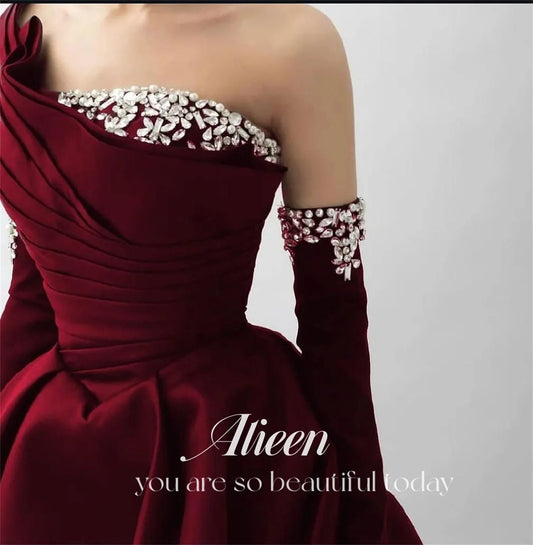 Aileen Claret Customized Stone Gala Dress Women Elegant Party Dresses Ball Gowns Robe De Soiree Femmes Evening Woman Prom Long