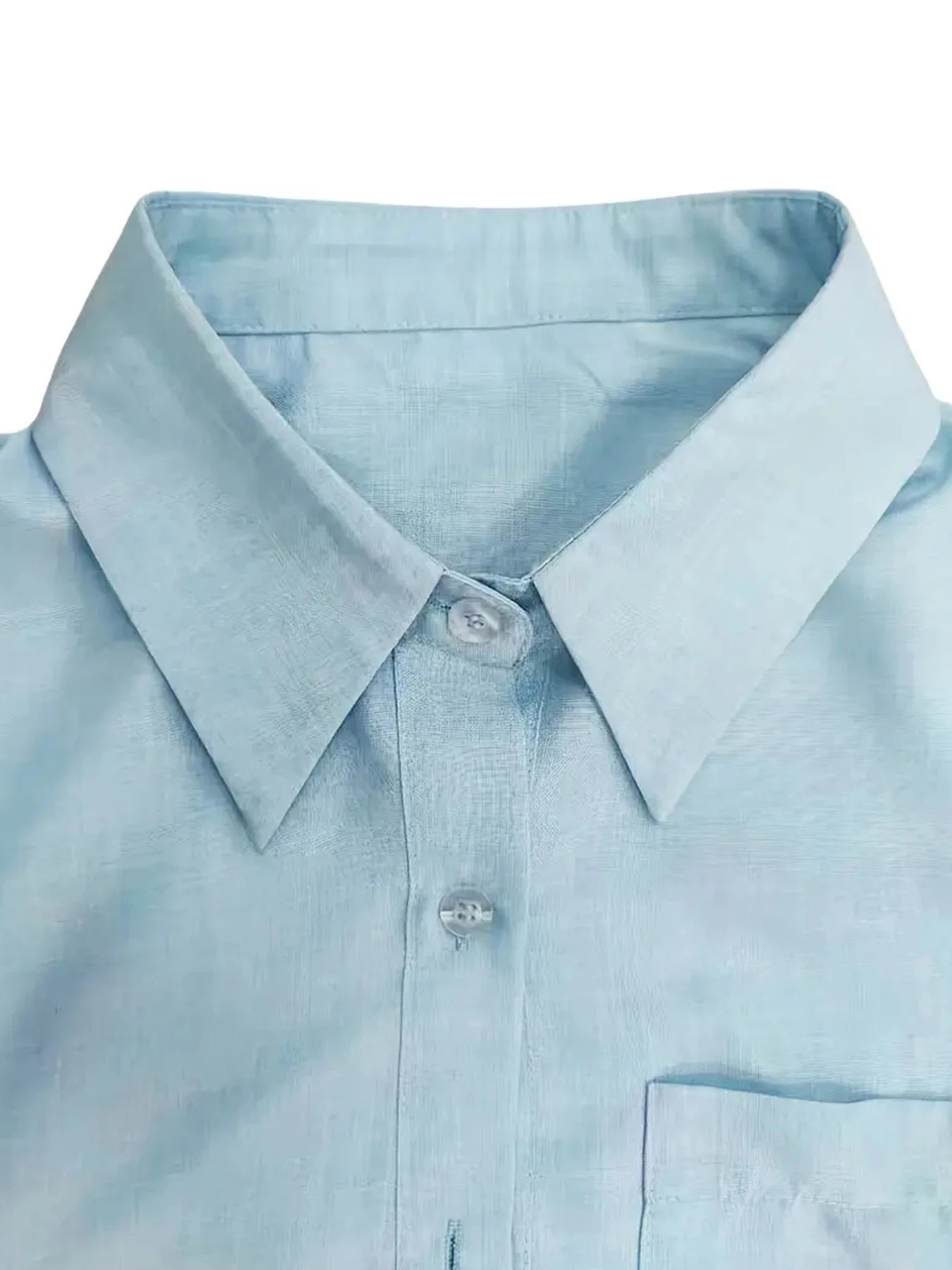 Women's Elegant Summer Two-Piece Set, Long-Sleeved Lapel Shirt and Slim-Fit Shorts, Comfortable Fit, Essential Summer Outfit